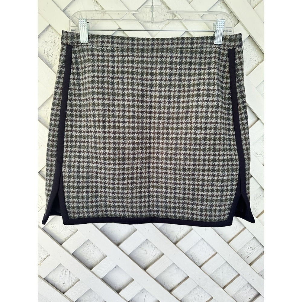 J.Crew Double Notch Wool Houndstooth Mini Skirt  Academia Schoolgirl Preppy 10P